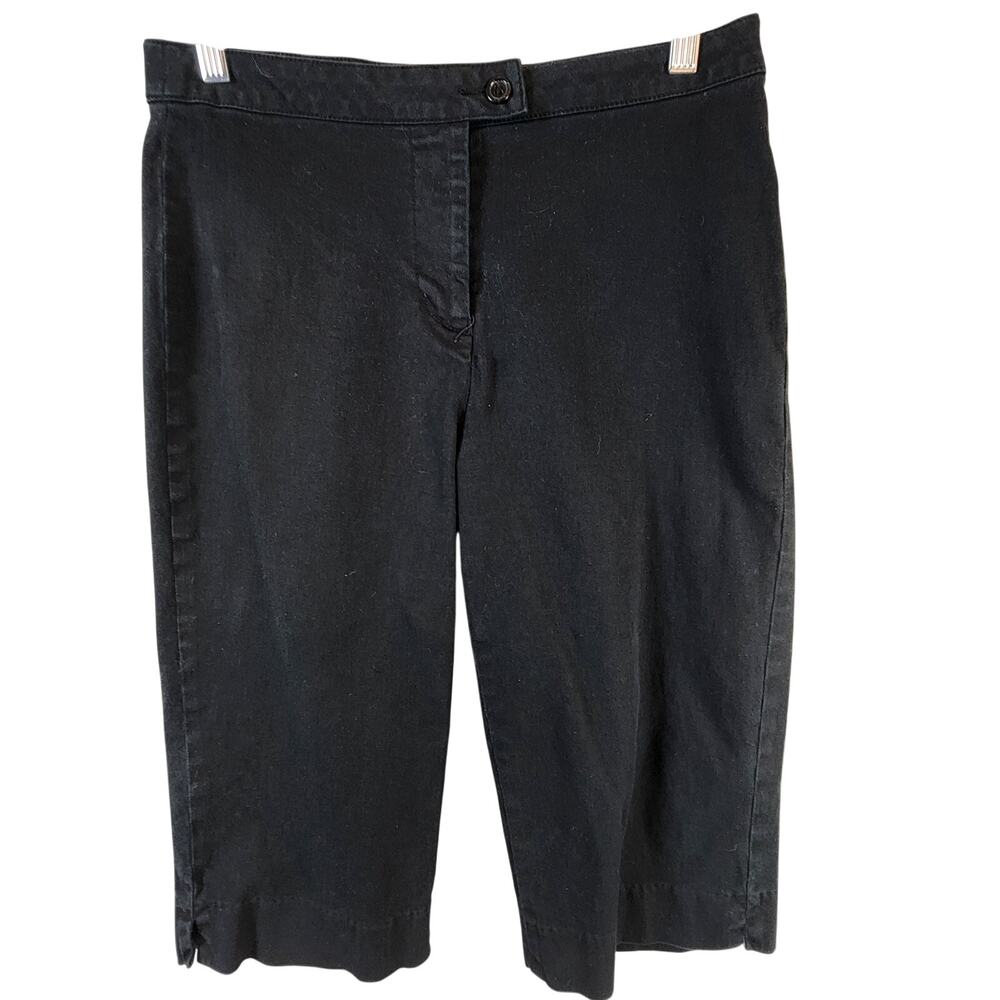 Coldwater Creek Stretch Bermuda Shorts Women 6 Black Natural Fit Flat Front